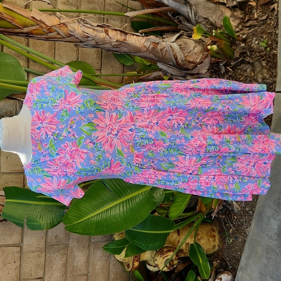 Lilly Pulitzer Geanna Short Sleeve Dress BLUE PERI SUNRISE BAY Midi Small NWT - Picture 1 of 10